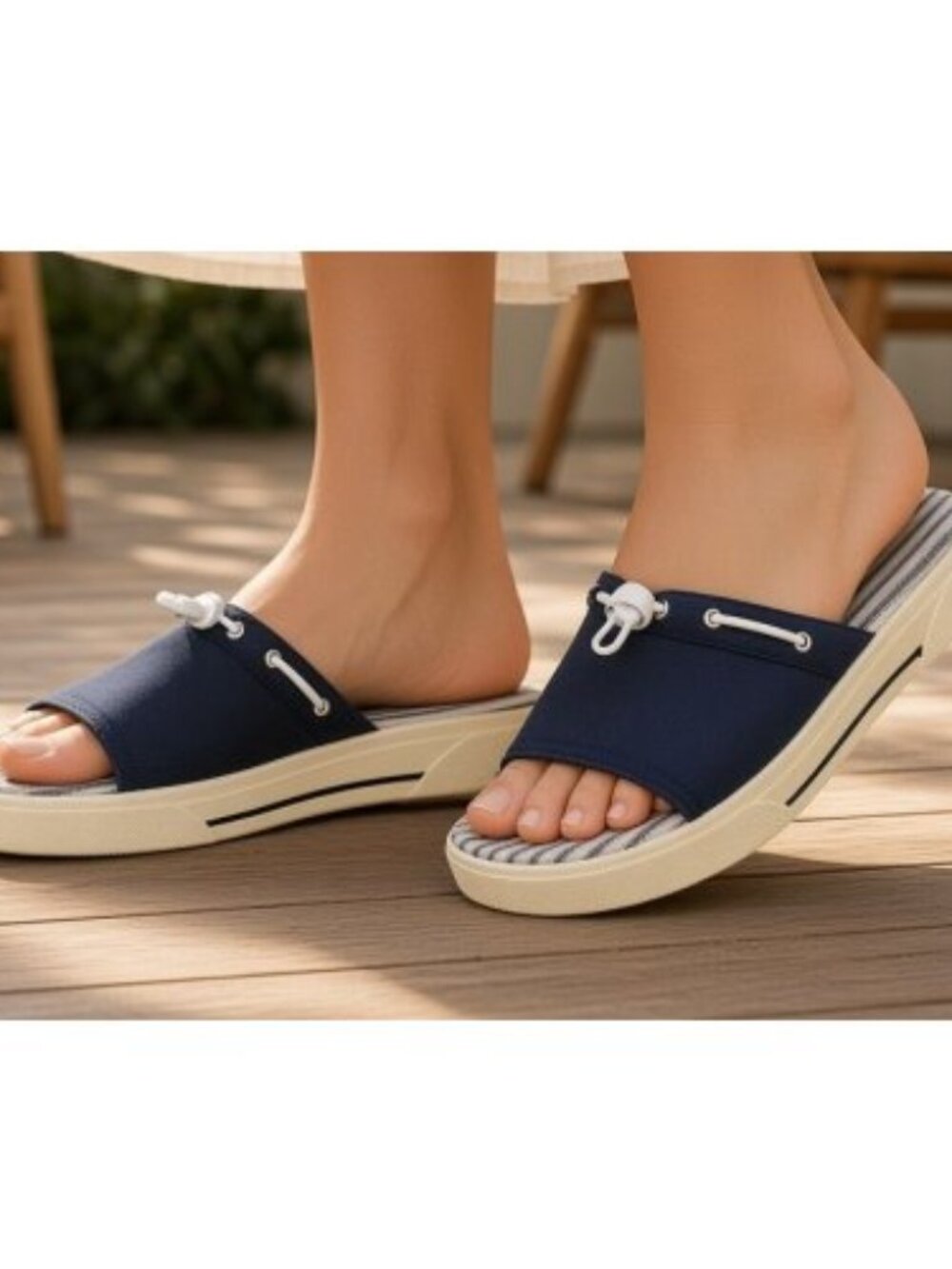 AVON Blue Nautical Slide Sandals Ladies Size 8